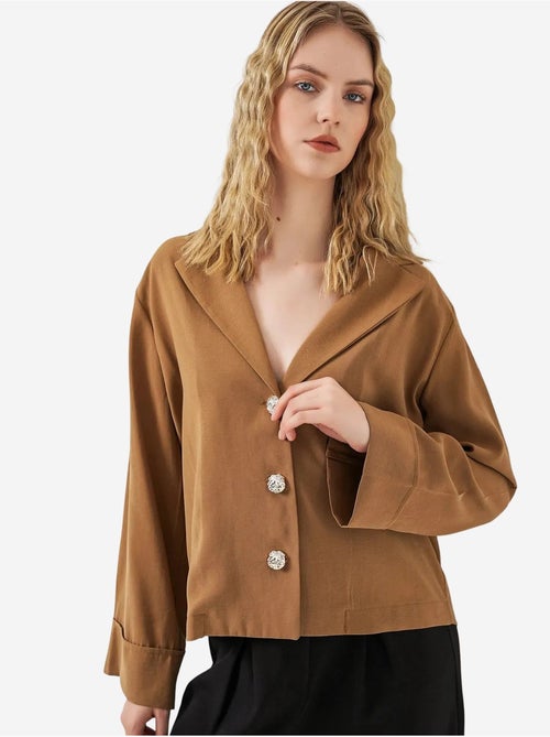 Chaqueta blazer oversize con cierre de botones bdart - Kiabi Chaqueta blazer oversize con cierre de botones bdart - Kiabi