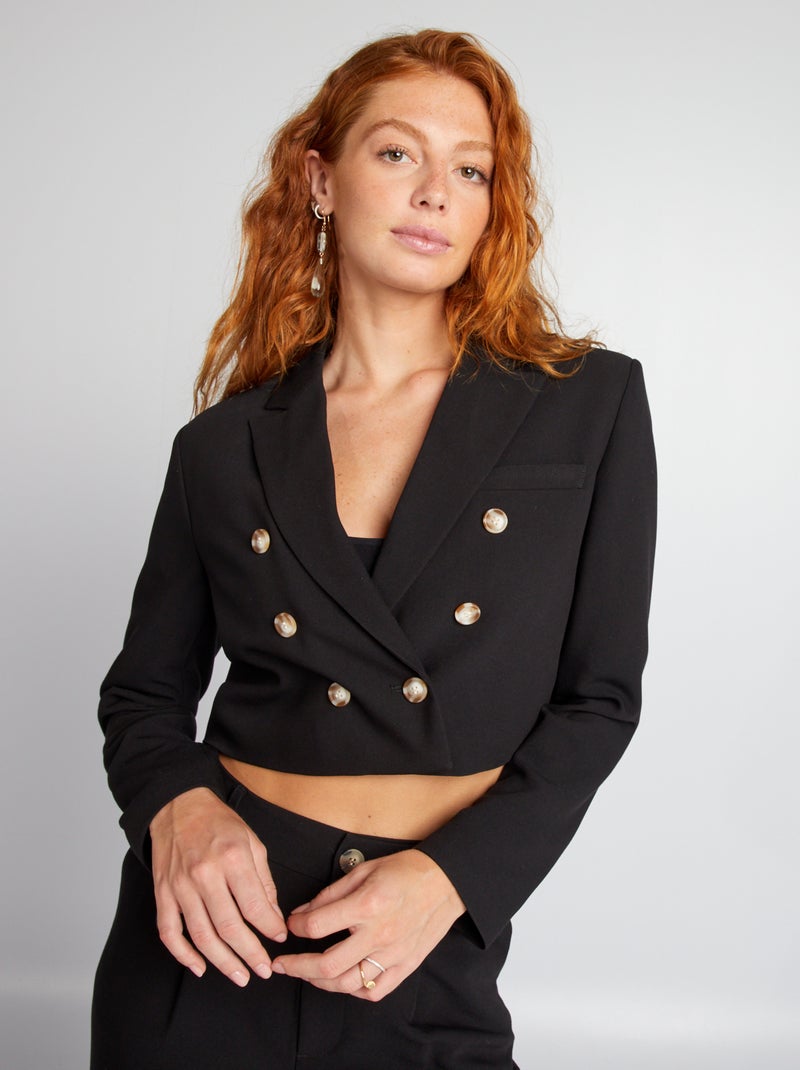 Chaqueta bolero con doble hilera de botones negro - Kiabi