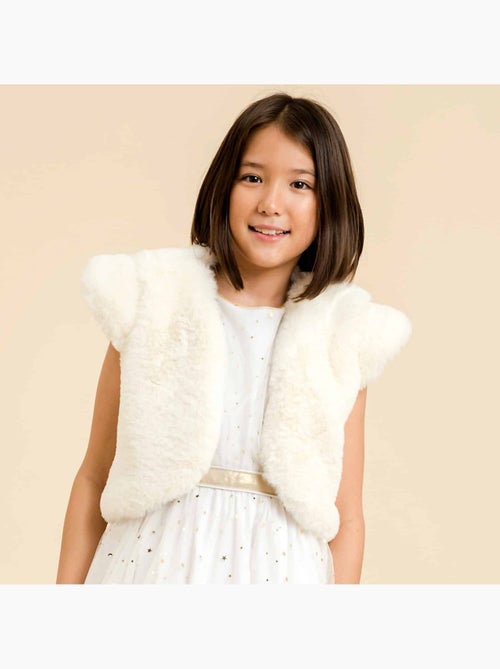 Chaqueta Bolero de Ceremonia para Niña | Pelo Sintético Beige | PELUCHE - Kiabi