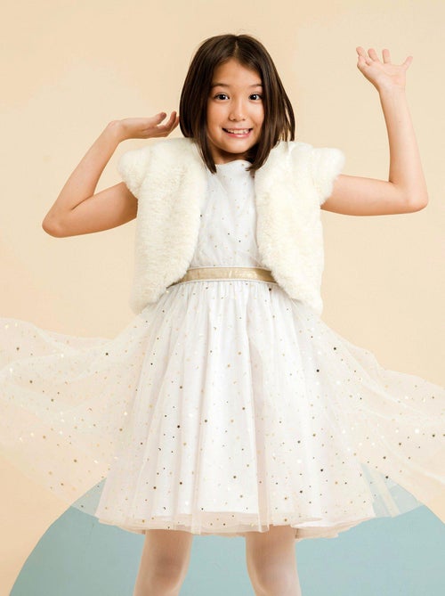 Chaqueta Bolero de Ceremonia para Niña | Pelo Sintético Beige | PELUCHE - Kiabi