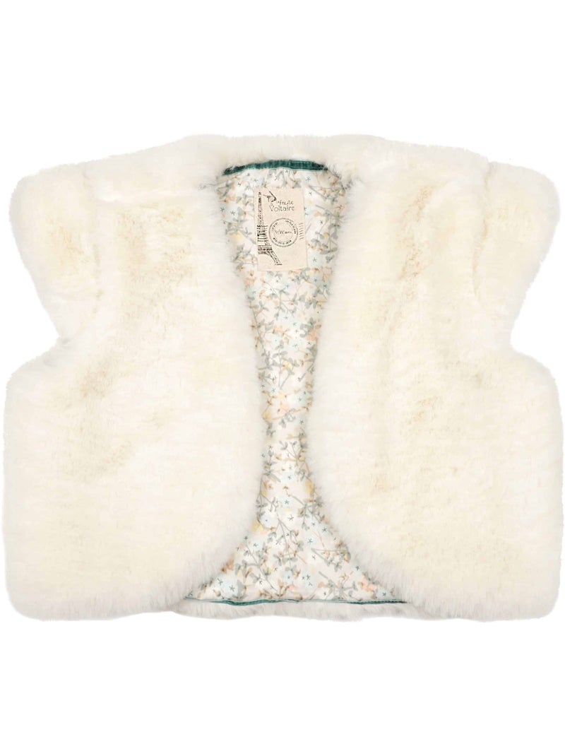 Chaqueta Bolero de Ceremonia para Niña | Pelo Sintético Beige | PELUCHE Blanco roto - Kiabi