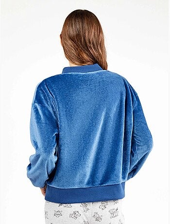 Chaqueta bomber con cremallera en tejido peluche