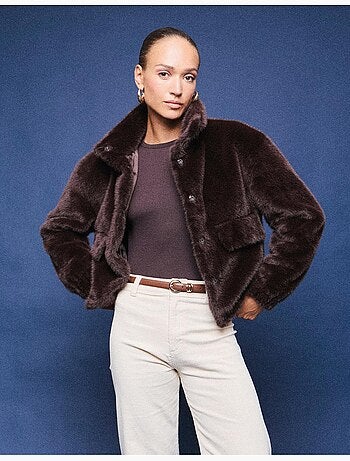 Chaqueta bomber con efecto de piel, mo fashion