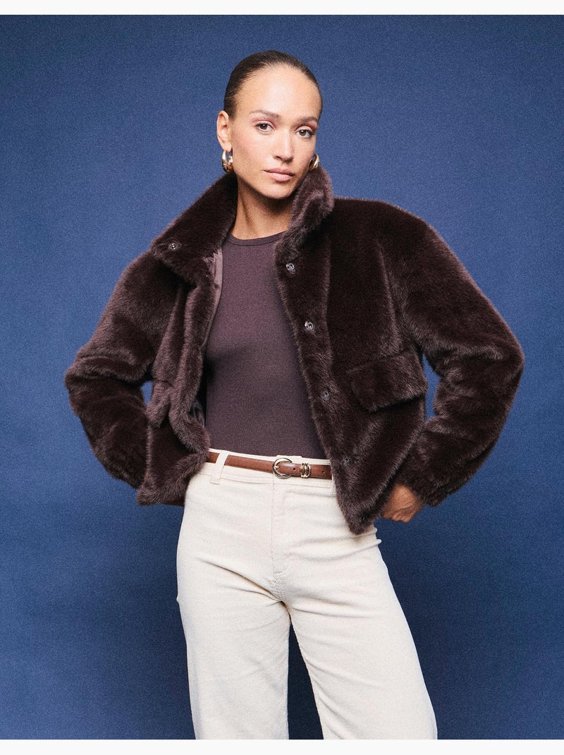 Chaqueta bomber con efecto de piel, mo fashion Marrón - Kiabi