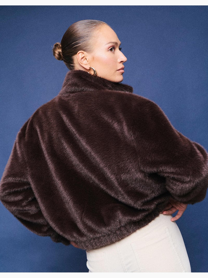 Chaqueta bomber con efecto de piel, mo fashion Marrón - Kiabi