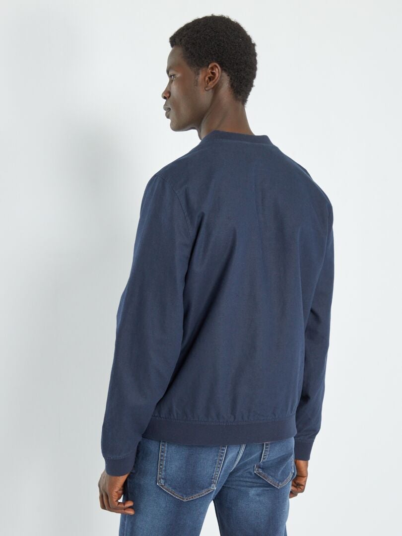 Chaqueta bomber con lino AZUL - Kiabi