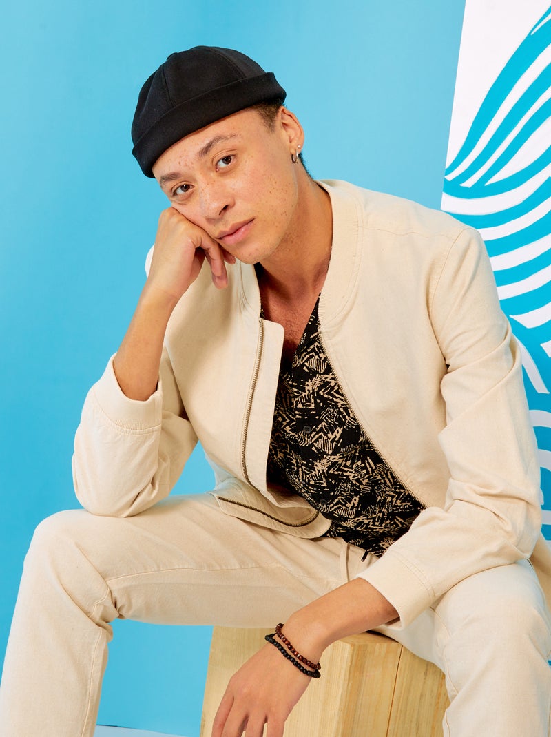 Chaqueta bomber con lino beige - Kiabi