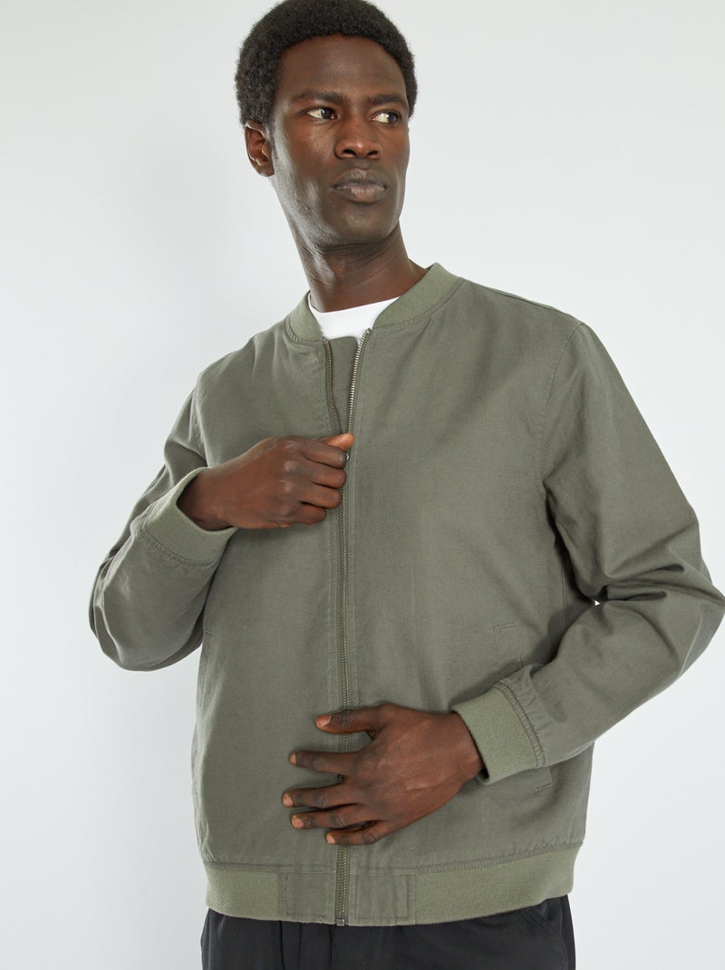 Chaqueta bomber con lino KAKI - Kiabi