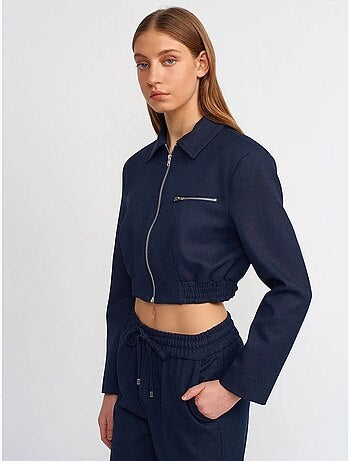 Chaqueta bomber corta de crepé