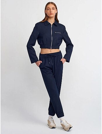 Chaqueta bomber corta de crepé