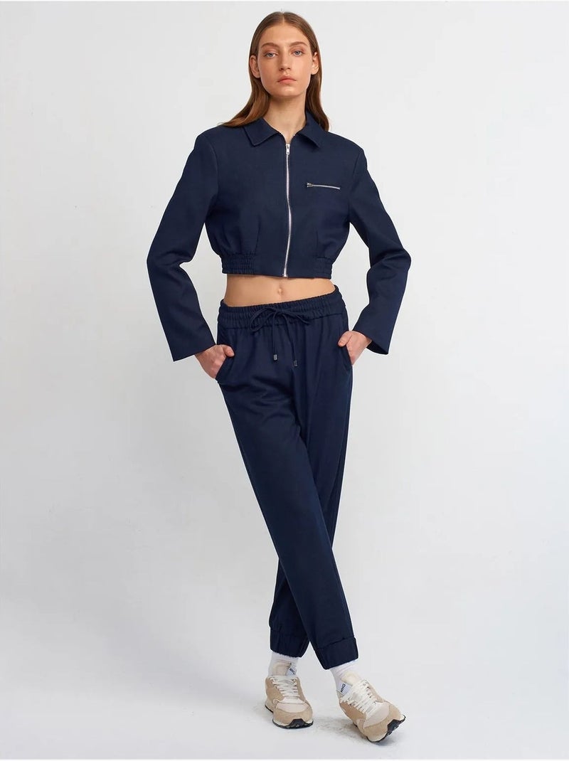 Chaqueta bomber corta de crepé Azul marino - Kiabi