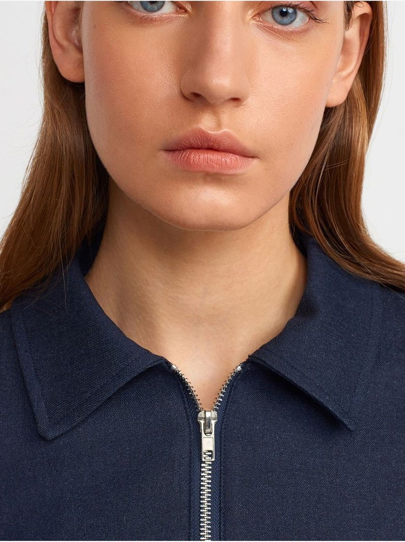 Chaqueta bomber corta de crepé Azul marino - Kiabi