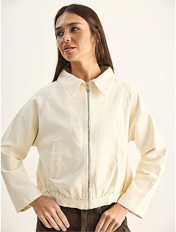 Chaqueta bomber cropped de popelina de algodón lucci