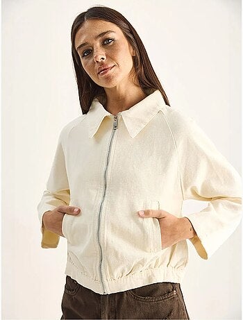 Chaqueta bomber cropped de popelina de algodón lucci