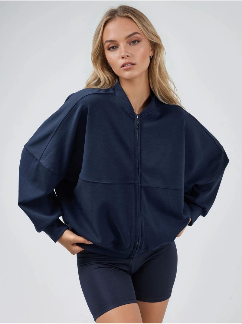Chaqueta bomber de buceo de grosor medio con cremallera busem Azul marino - Kiabi