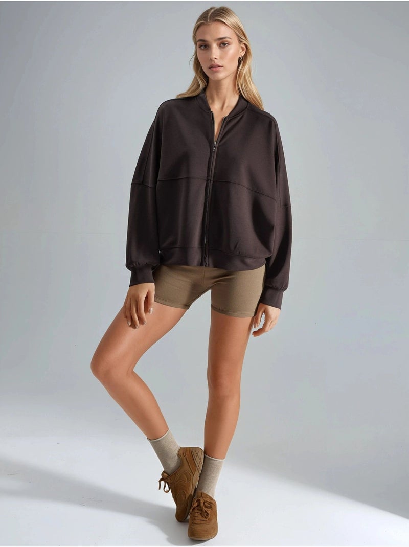 Chaqueta bomber de buceo de grosor medio con cremallera busem Marrón oscuro - Kiabi