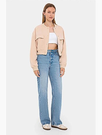 Chaqueta bomber de cuello redondo con bolsillo hiccup