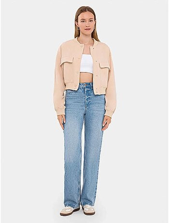 Chaqueta bomber de cuello redondo con bolsillo hiccup