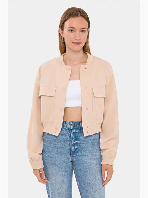 Chaqueta bomber de cuello redondo con bolsillo hiccup - Kiabi Chaqueta bomber de cuello redondo con bolsillo hiccup - Kiabi
