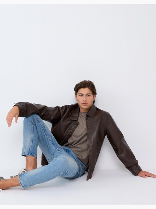 Chaqueta bomber de cuero, mo fashion - Kiabi Chaqueta bomber de cuero, mo fashion - Kiabi