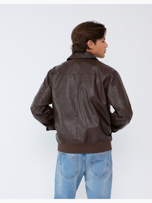 Chaqueta bomber de cuero, mo fashion - Kiabi Chaqueta bomber de cuero, mo fashion - Kiabi