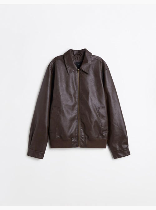 Chaqueta bomber de cuero, mo fashion - Kiabi Chaqueta bomber de cuero, mo fashion - Kiabi