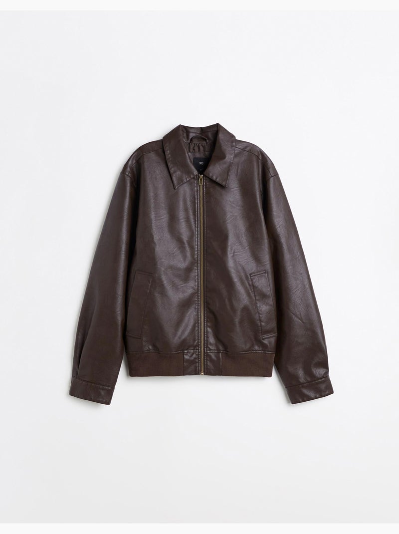 Chaqueta bomber de cuero, mo fashion Marrón - Kiabi