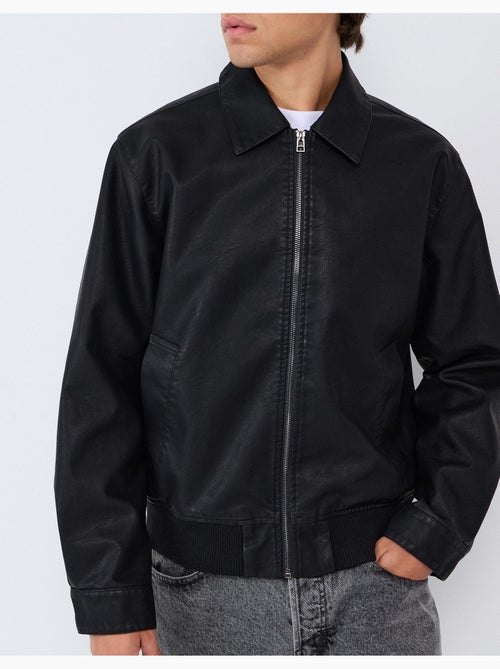 Chaqueta bomber de cuero, mo fashion - Kiabi Chaqueta bomber de cuero, mo fashion - Kiabi