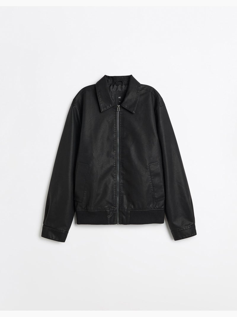 Chaqueta bomber de cuero, mo fashion Negro - Kiabi