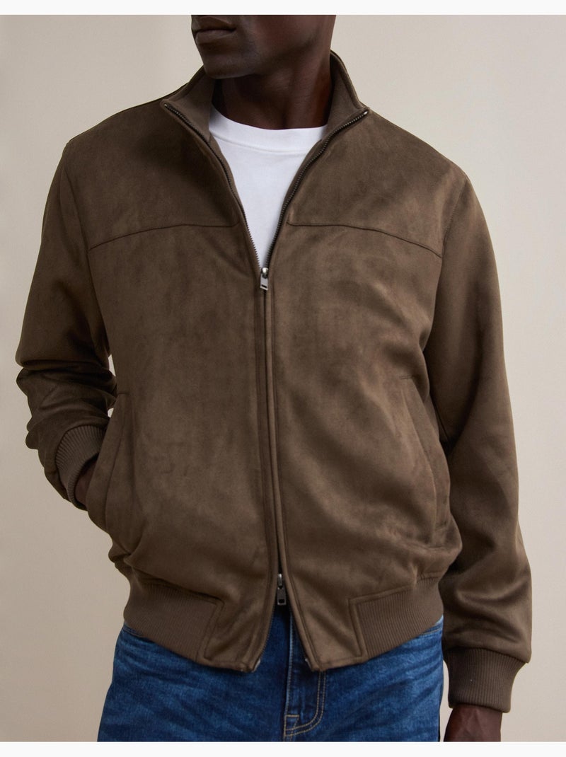 Chaqueta bomber de efecto ante, mo fashion Marrón - Kiabi