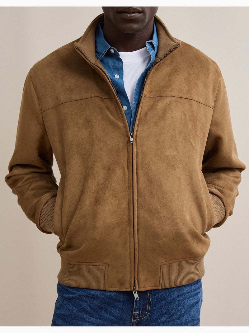 Chaqueta bomber de efecto ante, mo fashion Marrón - Kiabi