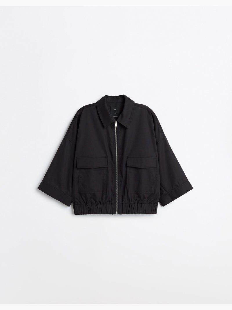 Chaqueta bomber de lino, mo fashion Negro - Kiabi