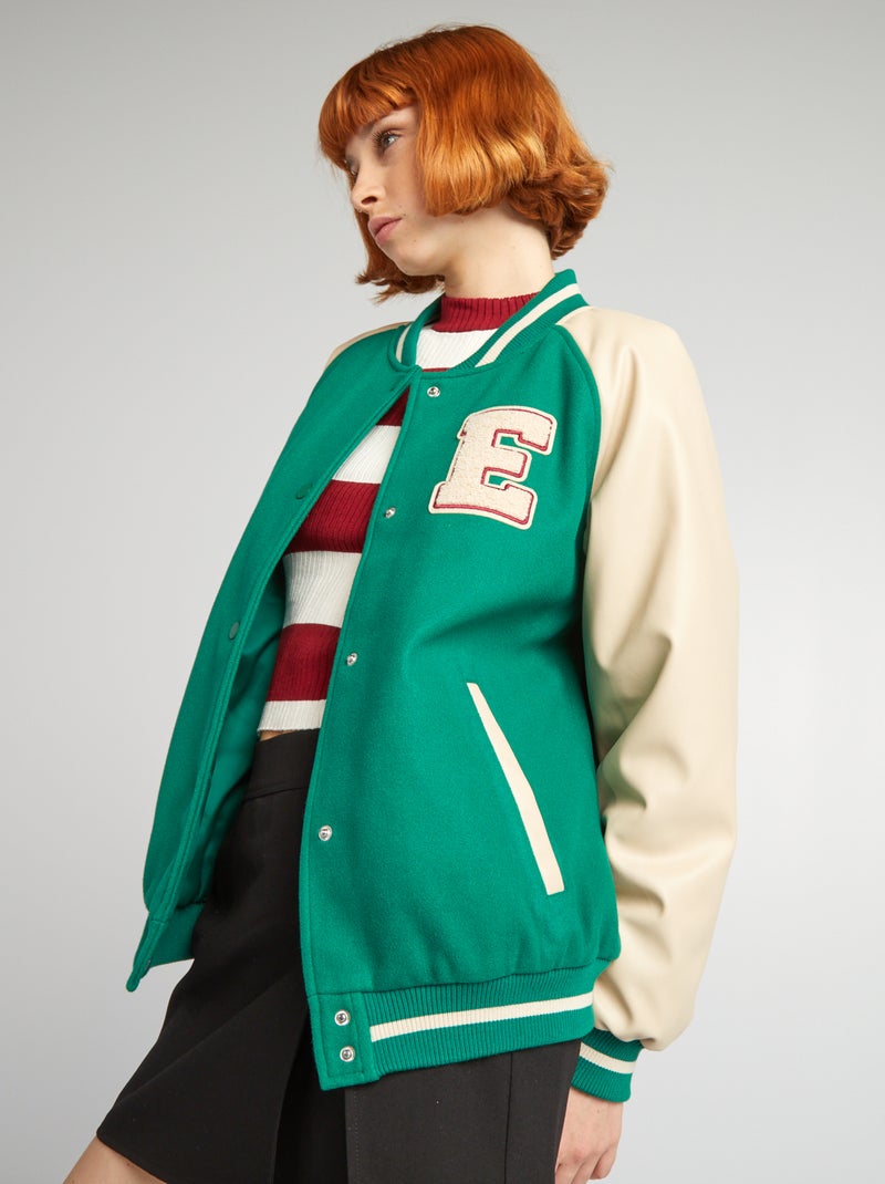 Chaqueta bomber estilo campus VERDE - Kiabi