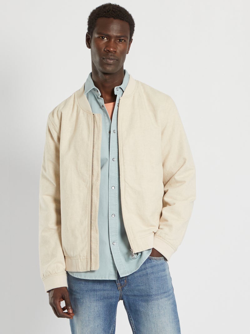 Chaqueta bomber lisa BEIGE - Kiabi