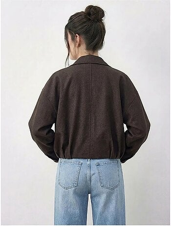 Chaqueta bomber oversize de denim con cinturón lucci