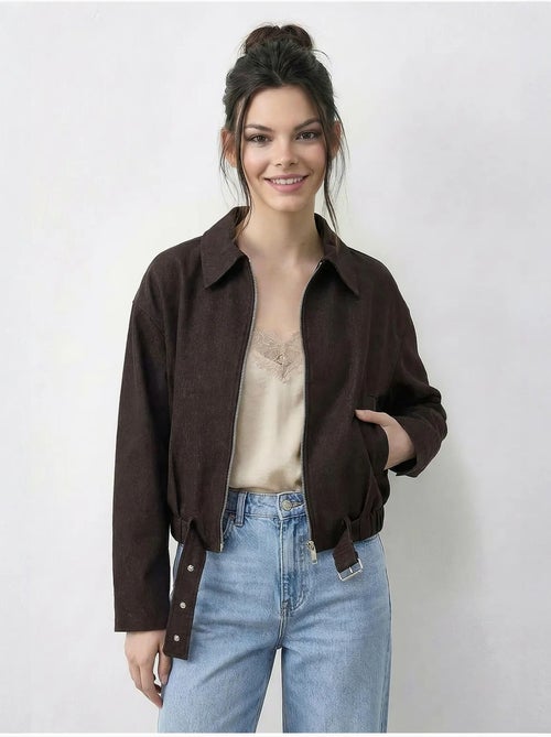 Chaqueta bomber oversize de denim con cinturón lucci - Kiabi Chaqueta bomber oversize de denim con cinturón lucci - Kiabi