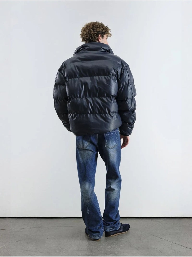 Chaqueta bomber texturizada con cierre de cremallera giesto Azul marino - Kiabi