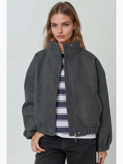Chaqueta bomber texturizada con cuello de chaqueta hiccup - Kiabi