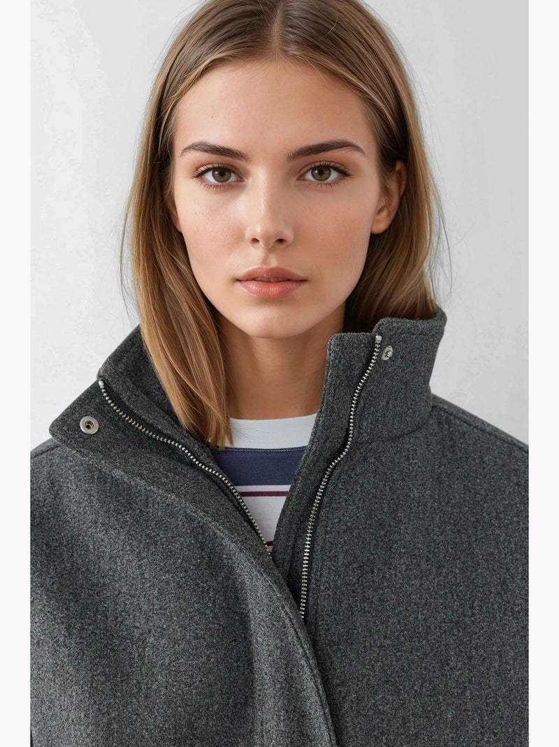 Chaqueta bomber texturizada con cuello de chaqueta hiccup Gris oscuro - Kiabi