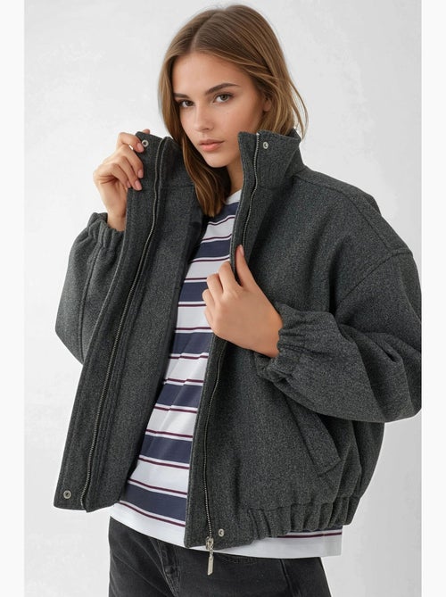 Chaqueta bomber texturizada con cuello de chaqueta hiccup - Kiabi