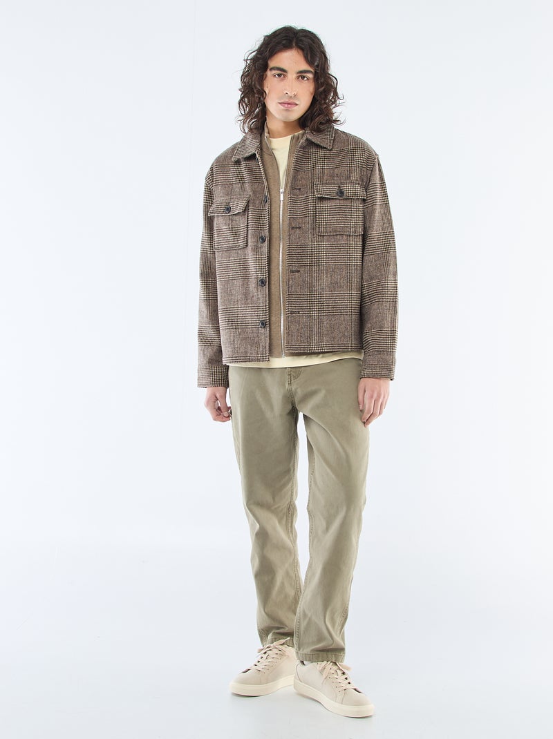 Chaqueta cálida con cremallera y cuello alto Marron - Kiabi