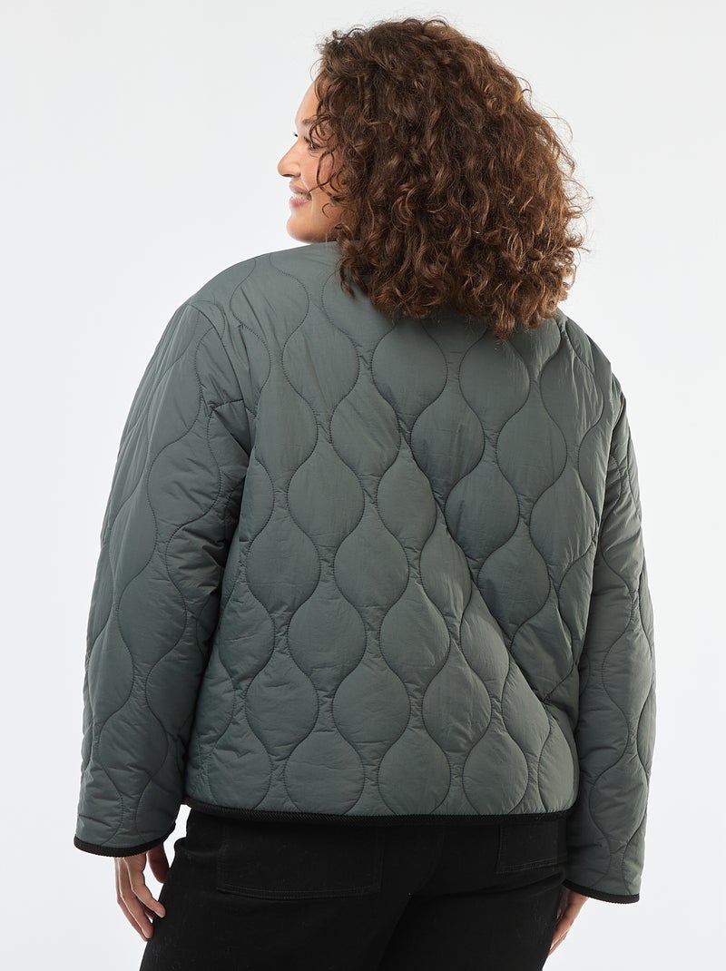 Chaqueta cálida workwear reversible con cierre a presión Kaki - Kiabi