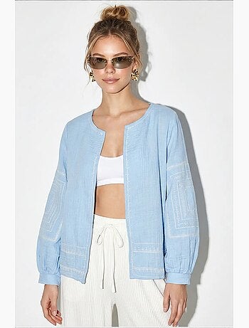 Chaqueta casual bordada de cuello redondo lucci