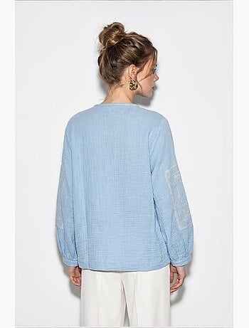 Chaqueta casual bordada de cuello redondo lucci