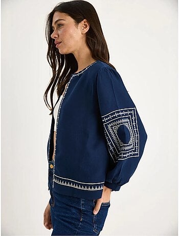 Chaqueta casual bordada de cuello redondo lucci