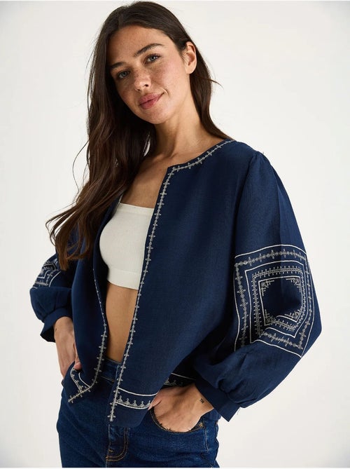Chaqueta casual bordada de cuello redondo lucci - Kiabi