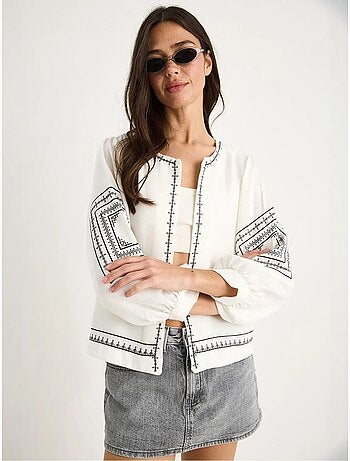 Chaqueta casual bordada de cuello redondo lucci