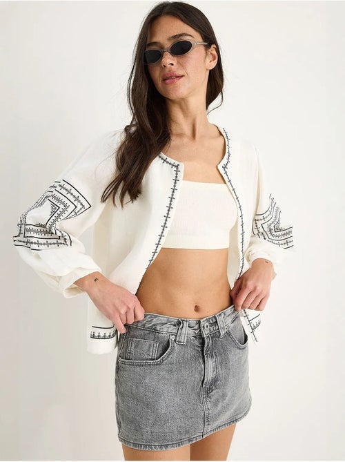 Chaqueta casual bordada de cuello redondo lucci - Kiabi