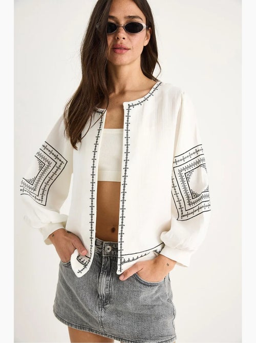Chaqueta casual bordada de cuello redondo lucci - Kiabi