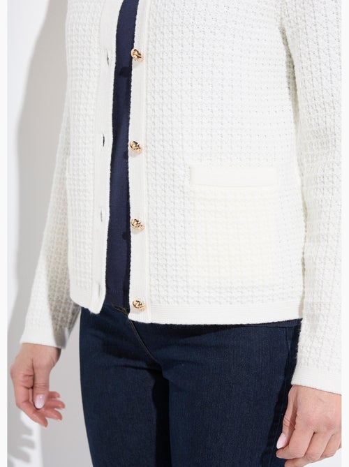 Chaqueta chaleco corta abotonada en punto efecto tweed - Afibel - Kiabi